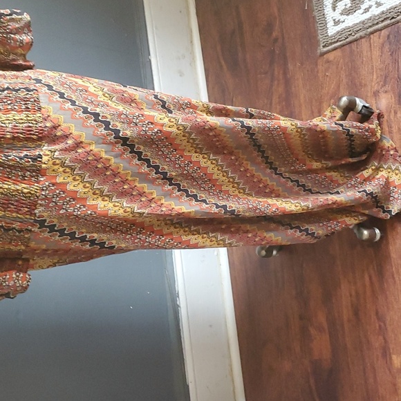 Vtg due per due brown vneck silk maxi dress size 16 - Picture 9 of 16